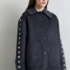 Sandro Oversize Double Face Coat With Eyelet - Halflange Jas - Gris Foncé -Lyno Kleding Winkel 597b611ff39a4df79c758b39758dae32