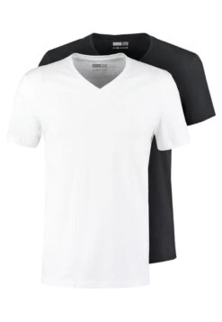 Pier One 2 Pack - T-Shirt Basic - White/Black -Lyno Kleding Winkel 7f713aa7d0cf4680ab0acb77eb634838