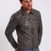 Lee Cooper Leather Jacket With Collar Shirt - 2 Split Side Pockets - - Leren Jas - Vintage Grey -Lyno Kleding Winkel 9c1c5fbb875a47148e8336060991fe7a