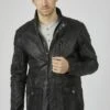 Bugatti Mit Abdeckleiste Und Stehkragen - Leren Jas - Schwarz -Lyno Kleding Winkel 9dddb08e740947e8b4a9aac3e3945e60