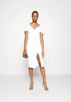 Lembera Sleeve Midi Dress - Etui-Jurk - White -Lyno Kleding Winkel 9ec5345859034f70b396da059052da6a
