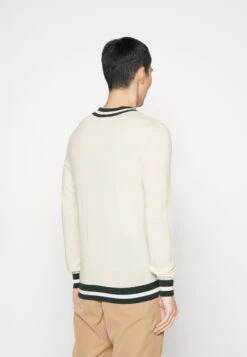 Hackett London Contrast Trim V Neck - Vest - Ecru/Green -Lyno Kleding Winkel b34077b6bb7e4dc3a98b9e441be1aa8a